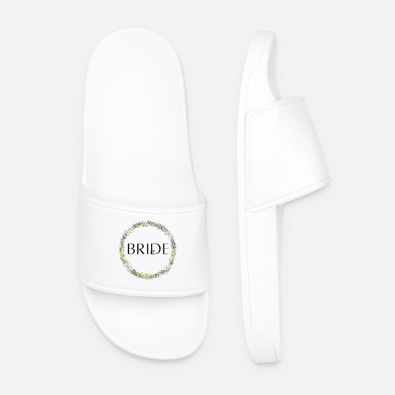 Team Bride ! Blumenkranz Personalisierbar - Männer Badelatschen - Weiß