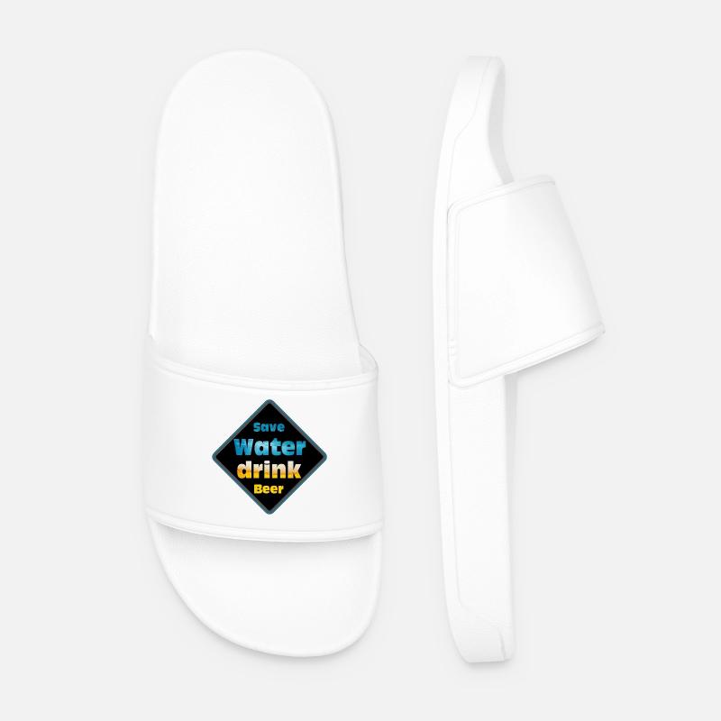 Save Water Drink Beer Schild-Design - Männer Badelatschen - Weiß