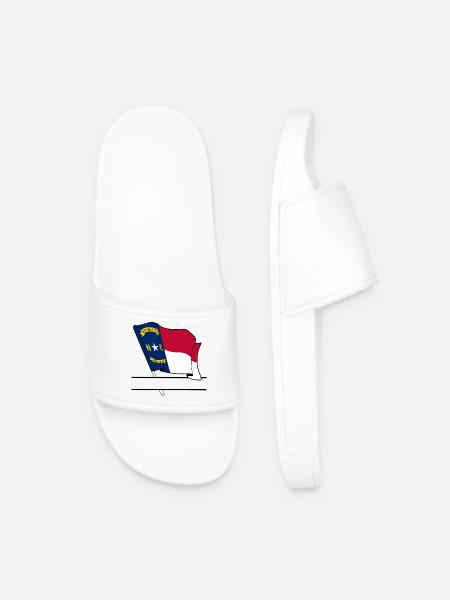 North Carolina flag text banner - Men’s Pool Sliders - white