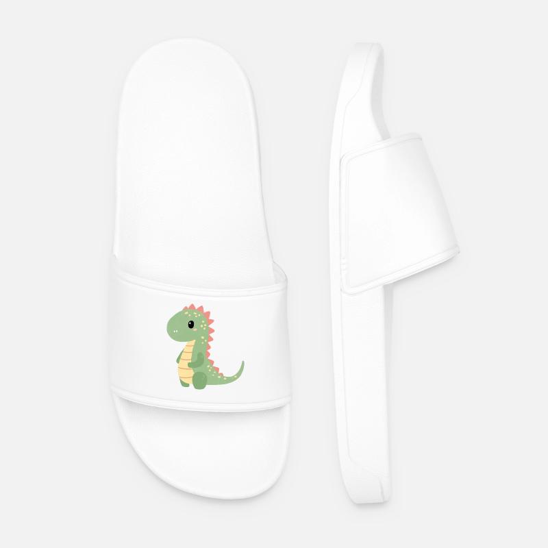 Buntes Dino Kindermotiv - Männer Badelatschen - Weiß