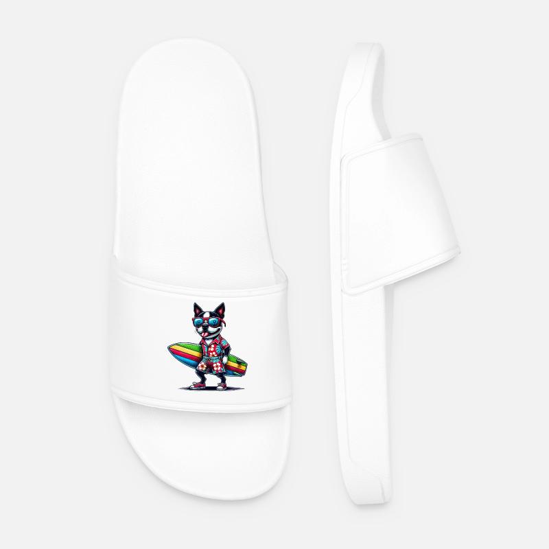 Bostie Surfer Vibes Design - Männer Badelatschen - Weiß