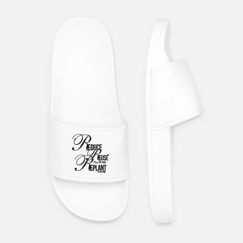 Sustainability Script – Reduce Reuse Replant - Men’s Pool Sliders - white