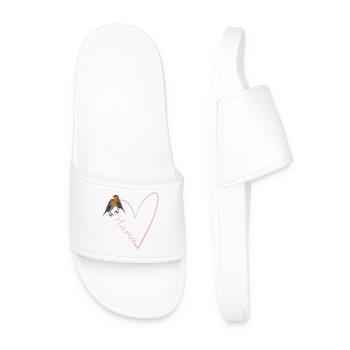 Mom Robin with Heart Gift Mother's Day - Men’s Pool Sliders - white - Front