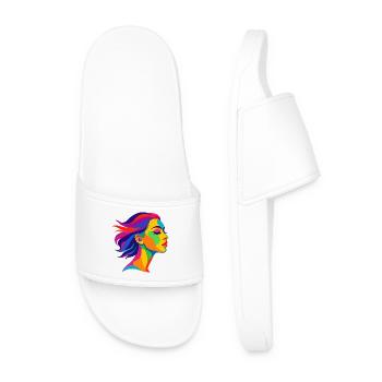 Femme Pop Art Colorée – Colorful Art Design - Claquettes Homme - blanc - Devant