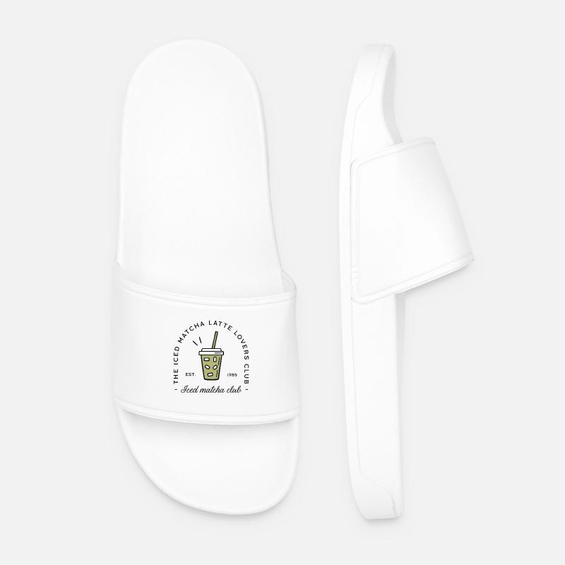 Iced matcha latte lovers - Men’s Pool Sliders - white