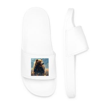 Power Animal Brown Bear - Men’s Pool Sliders - white - Front