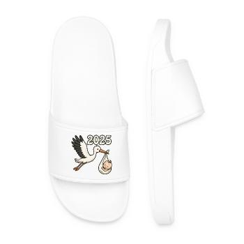 Stork with foundling in its beak 2025 - Men’s Pool Sliders - white - Front