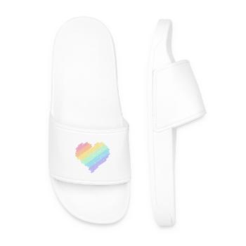 Rainbow Heart Pastel Colors Pride Month LGBTQ+ - Men’s Pool Sliders - white - Front