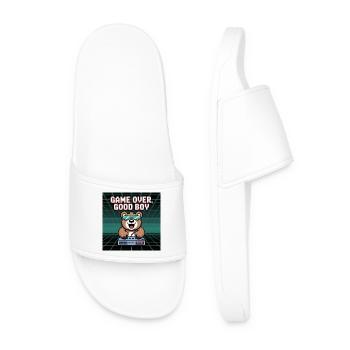 Retro Gaming Cute DJ Bear - Men’s Pool Sliders - white - Front