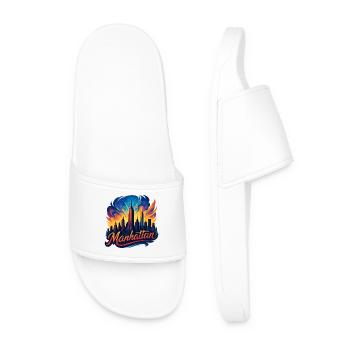 Manhattan City New York Silhouette Gift - Men’s Pool Sliders - white - Front