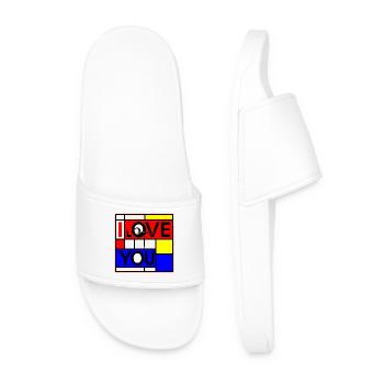 Abstract Love and You Geometric Design - Men’s Pool Sliders - white - Front