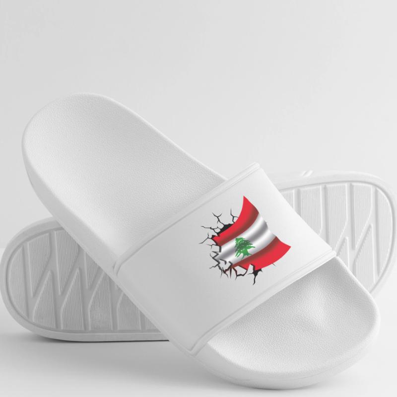 Drapeau du Liban - Drapeau Broken Design Claquettes Homme