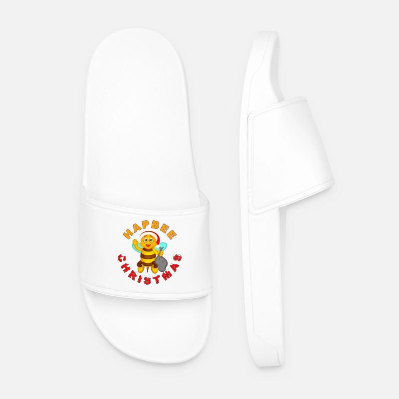 HAPBEE Christmas with text 2 - Men’s Pool Sliders - white