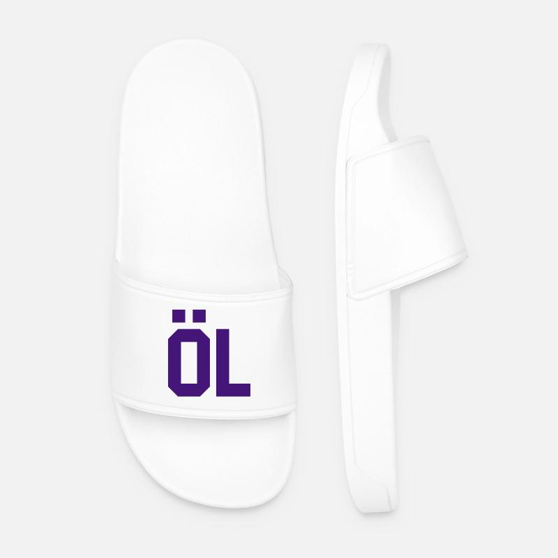 Abstract Geometric Pattern Design - Men’s Pool Sliders - white