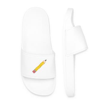Illustration au crayon jaune vif - Claquettes Homme - blanc - Devant