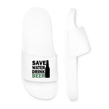 Hops and Barley Beer Illustration - Men’s Pool Sliders - white - Front