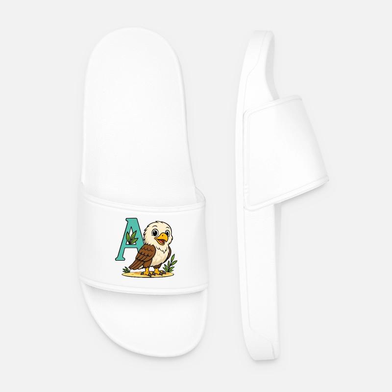 Aigle mignon avec initiale A et feuillage - Claquettes Homme - blanc