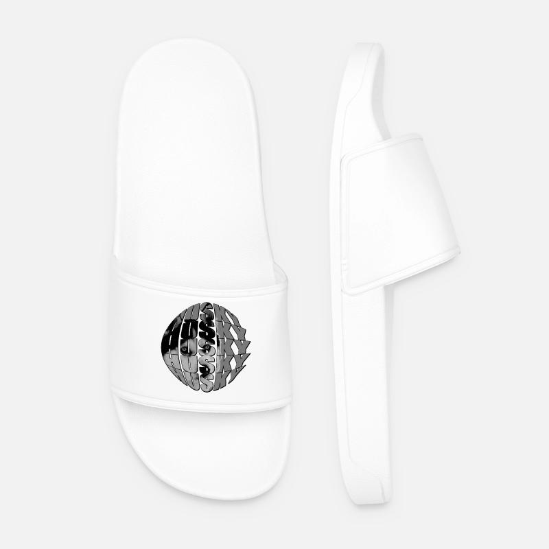Wolfgesicht in Globus-Design - Männer Badelatschen - Weiß