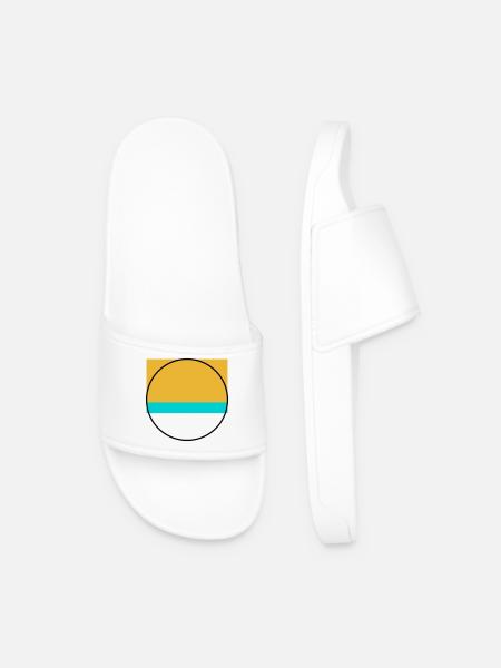 Minimalist Sunset Over Ocean - Men’s Pool Sliders - white