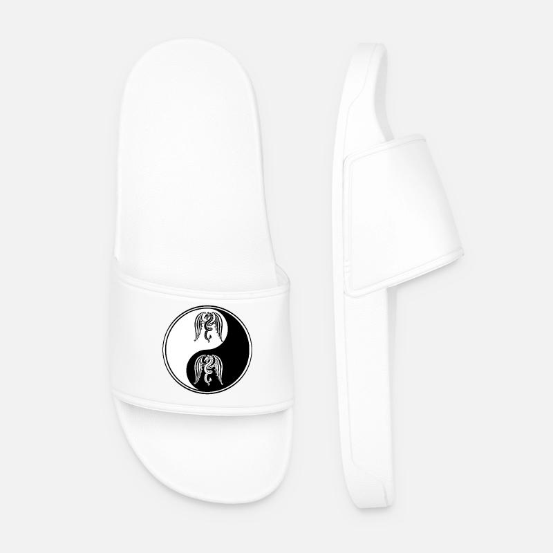 Drachen Yin Yang Schwarz-Weiß-Symbol - Männer Badelatschen - Weiß