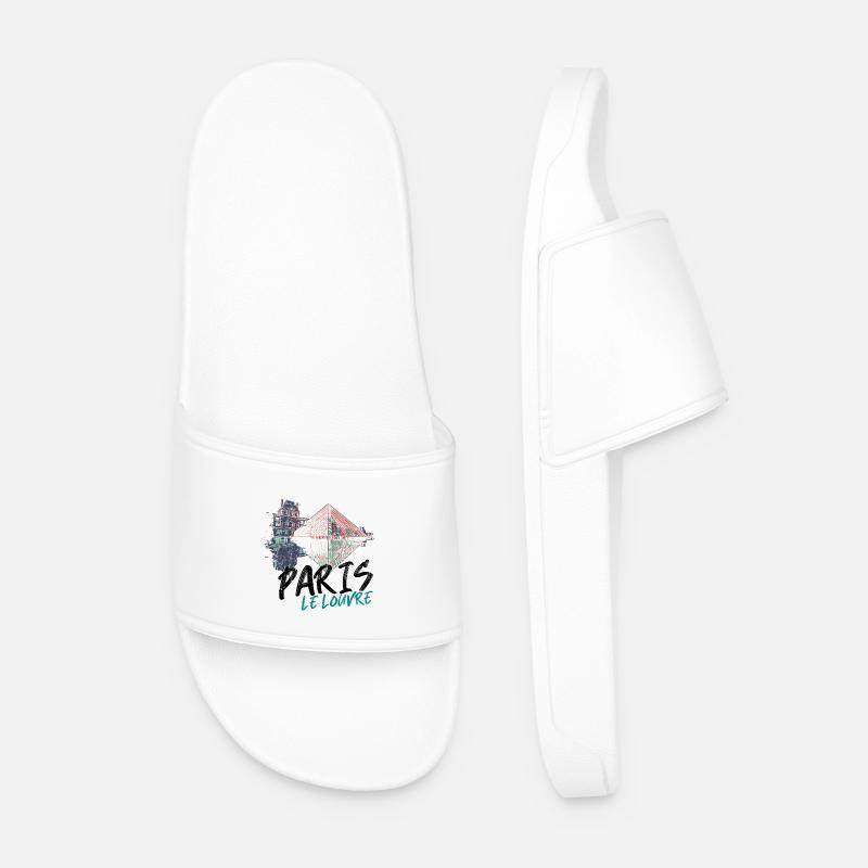 Paris Louvre Architectural Icon Pyramid - Men’s Pool Sliders - white