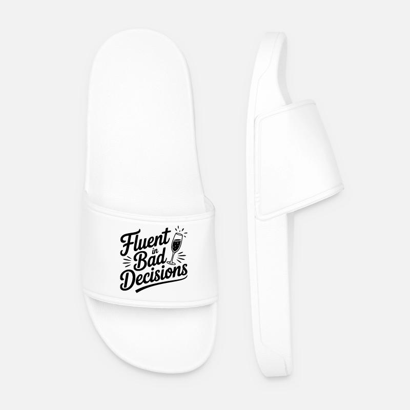 Fluent in Bad Decisions - Men’s Pool Sliders - white