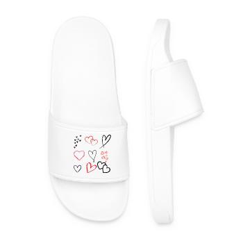 Heart Sketches Artistic Love Motif - Men’s Pool Sliders - white - Front