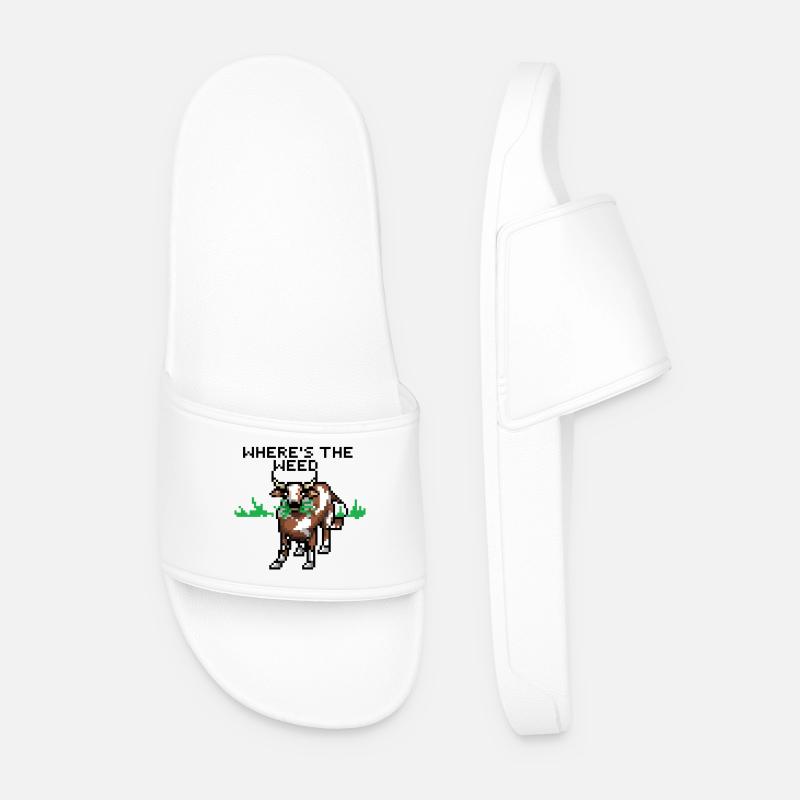 Pixelart Kuh - Männer Badelatschen - Weiß