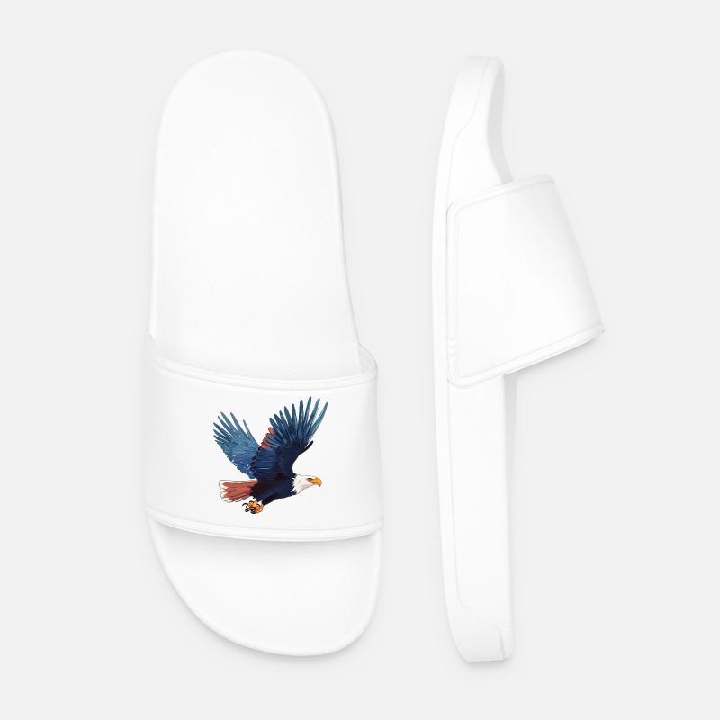 White-tailed eagle in flight - Men’s Pool Sliders - white