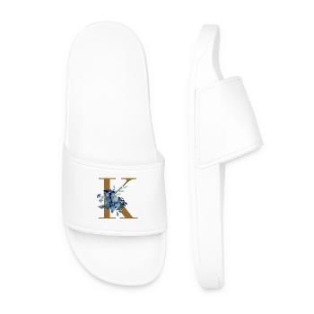 K Monogramme à fleurs bleues - Claquettes Homme - blanc - Devant