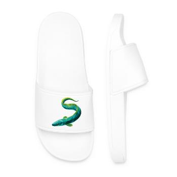 Eel - Cool Low Poly Logo - Men’s Pool Sliders - white - Front