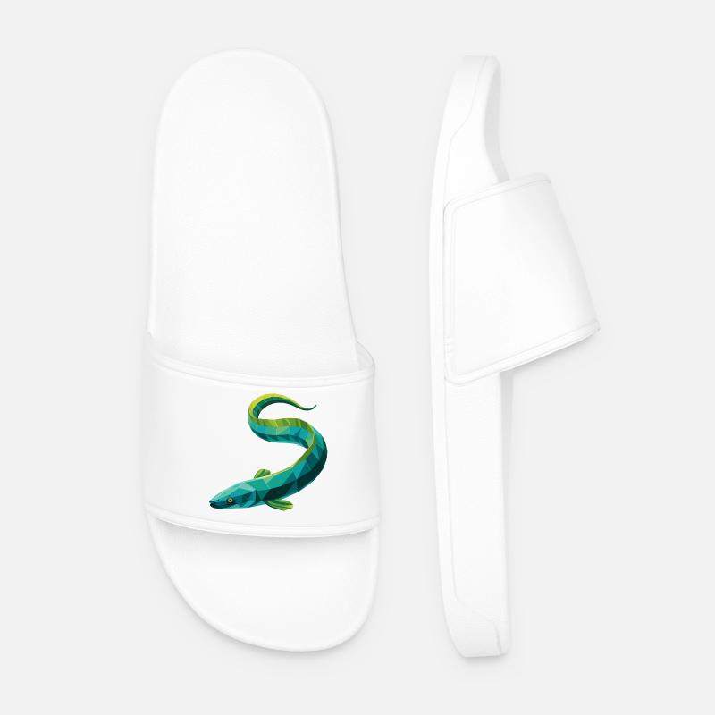 Eel - Cool Low Poly Logo - Men’s Pool Sliders - white