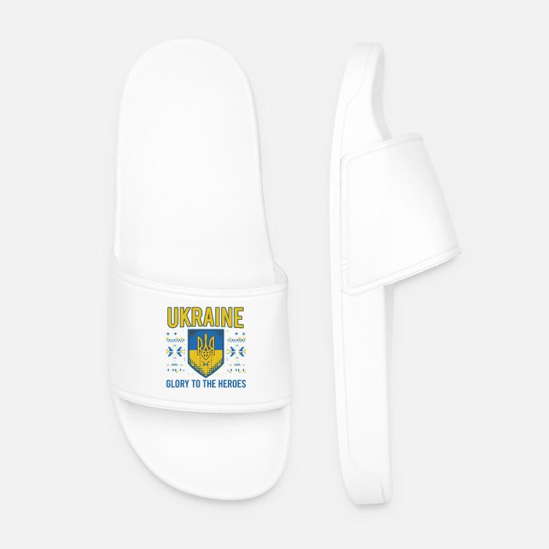Ukraine Crest Glory Tee - Men’s Pool Sliders - white