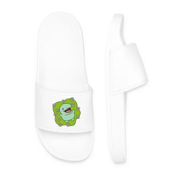 Happy Dinosaur in Spring - Men’s Pool Sliders - white - Front