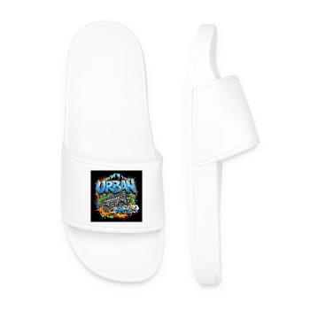 Graffiti urbain avec boombox et voiture - Claquettes Homme - blanc - Devant