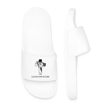 Jesus with Crown of Thorns - Men’s Pool Sliders - white - Front