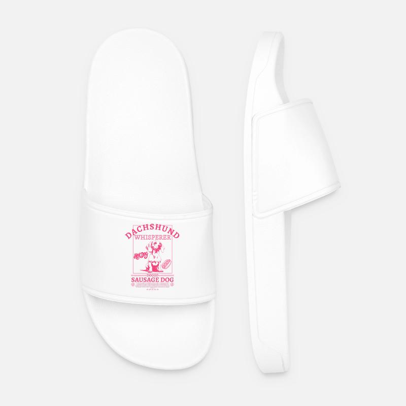 Dachshund_Whisperer_backprint_pink - Männer Badelatschen - Weiß