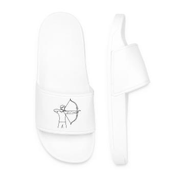 Archer Sketch – Minimalist Sports Motif - Men’s Pool Sliders - white - Front