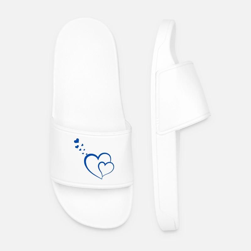 Große Herzen. - Männer Badelatschen - Weiß