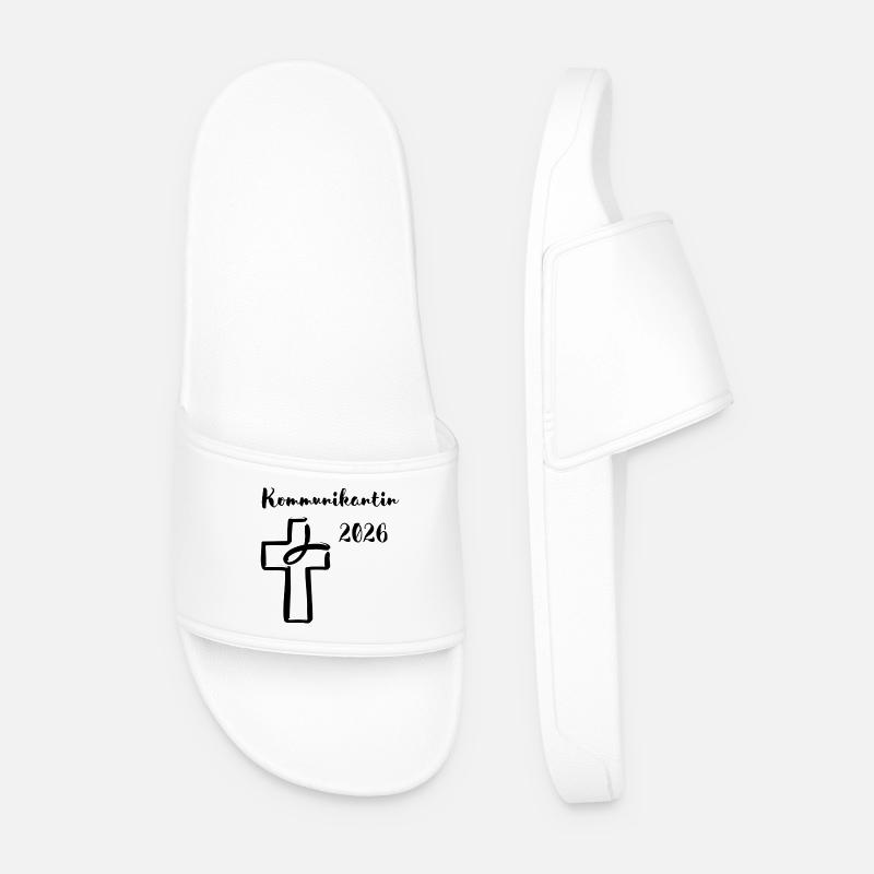 Communicant 2026 Initial Communication Fish Cross - Men’s Pool Sliders - white