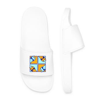 Four Colorful Llamas Tile Pattern 4 Pop Art Alpacas - Men’s Pool Sliders - white - Front