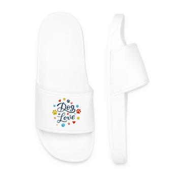 Dog Love Script - Men’s Pool Sliders - white - Front