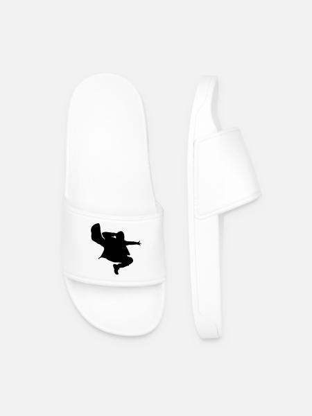 B-Boy Silhouette – Breakdance Jump Kick - Men’s Pool Sliders - white