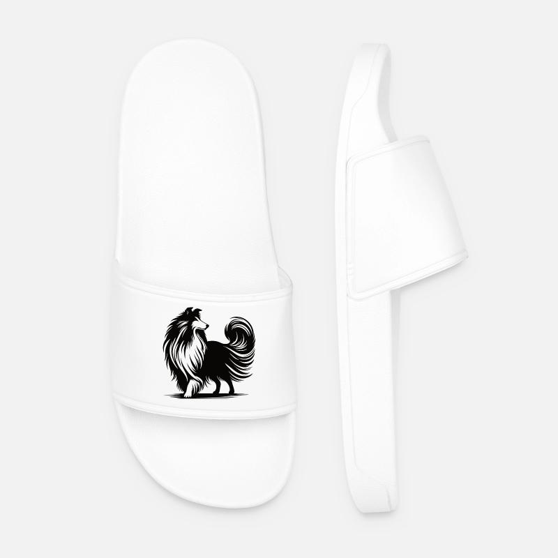 Cooles Collie Silhouetten Design - Männer Badelatschen - Weiß
