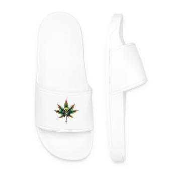 Crâne Arc-en-ciel Feuille de Cannabis - Claquettes Homme - blanc - Devant