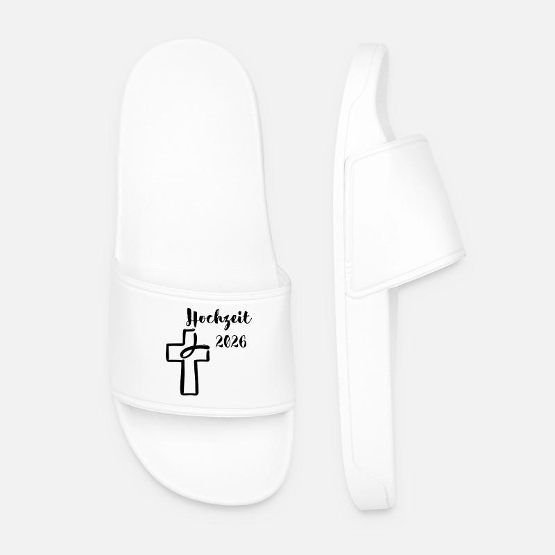 Wedding 2026 Wedding Celebrate Cross Fish - Men’s Pool Sliders - white