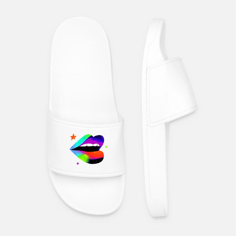 Regenbogen Lippe Pop Art - Männer Badelatschen - Weiß