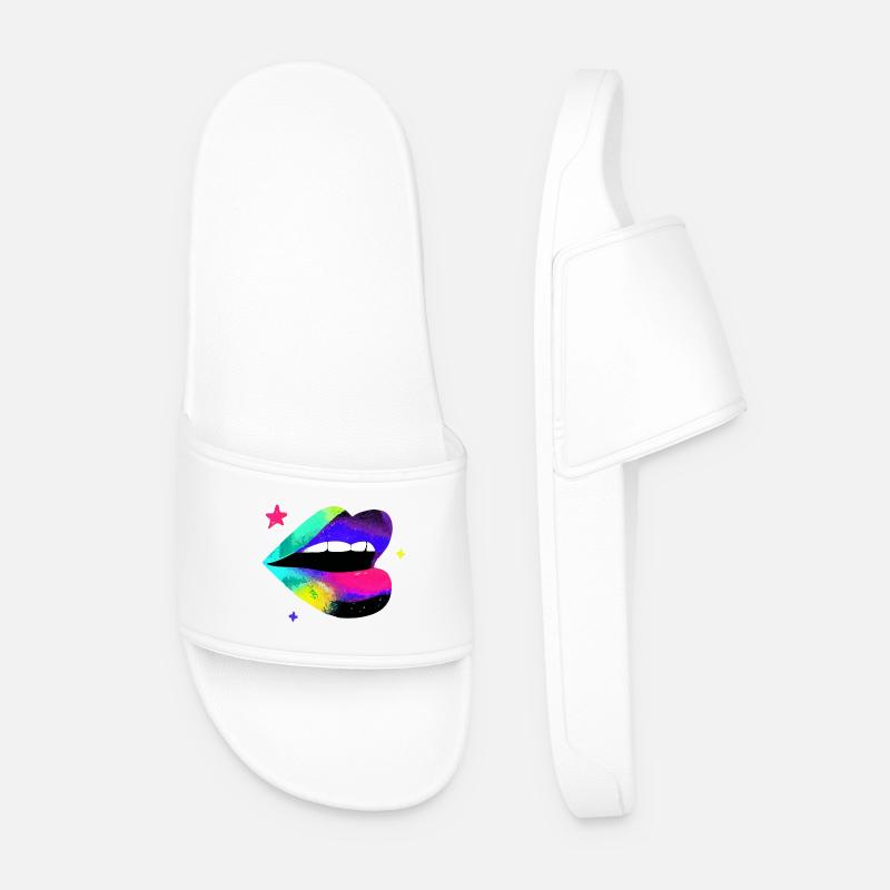 Prismatische Regenbogenlippen Pop Art - Männer Badelatschen - Weiß