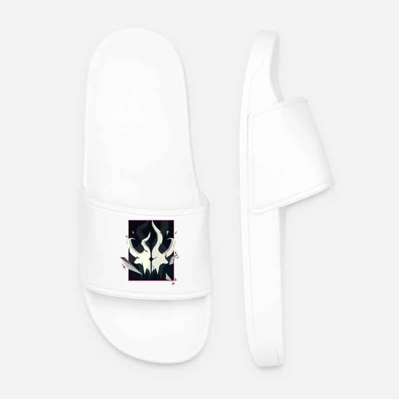 Horned Skull – Rote Akzent Edition - Männer Badelatschen - Weiß
