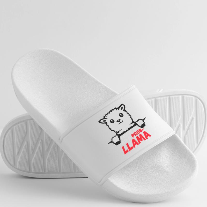 I Identify As A Probllama Cool Lama Problem Spruch Men’s Pool Sliders